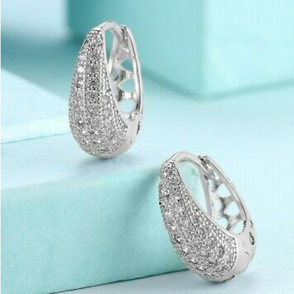 Jewelry - NwT Diamonique CZ Earrings AntiTarnish Real Silver